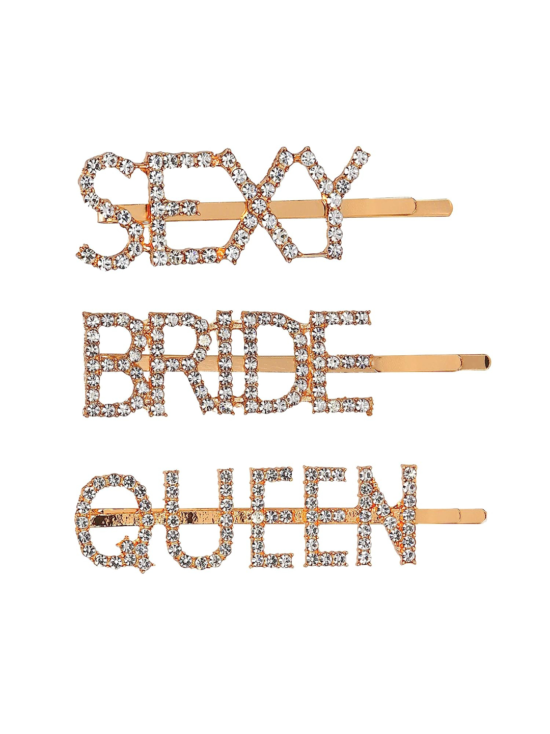 YouBella Jewellery Hair Accessories Golden Crystal Combo of 3 Hair Pin Hair Clip for Girls and Women (Style 1)
