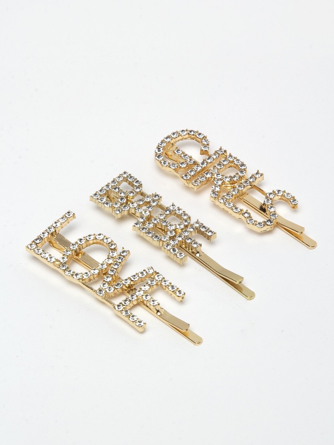 YouBella Jewellery Hair Accessories Golden Crystal Combo of 3 Hair Pin Hair Clip for Girls and Women (Style 2)