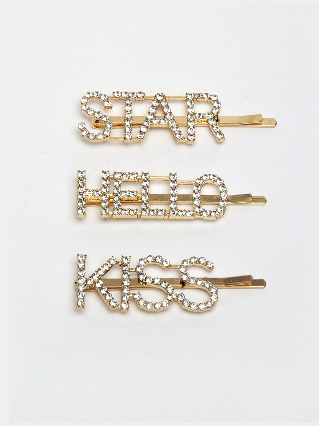 YouBella Jewellery Hair Accessories Golden Crystal Combo of 3 Hair Pin Hair Clip for Girls and Women (Style 3)