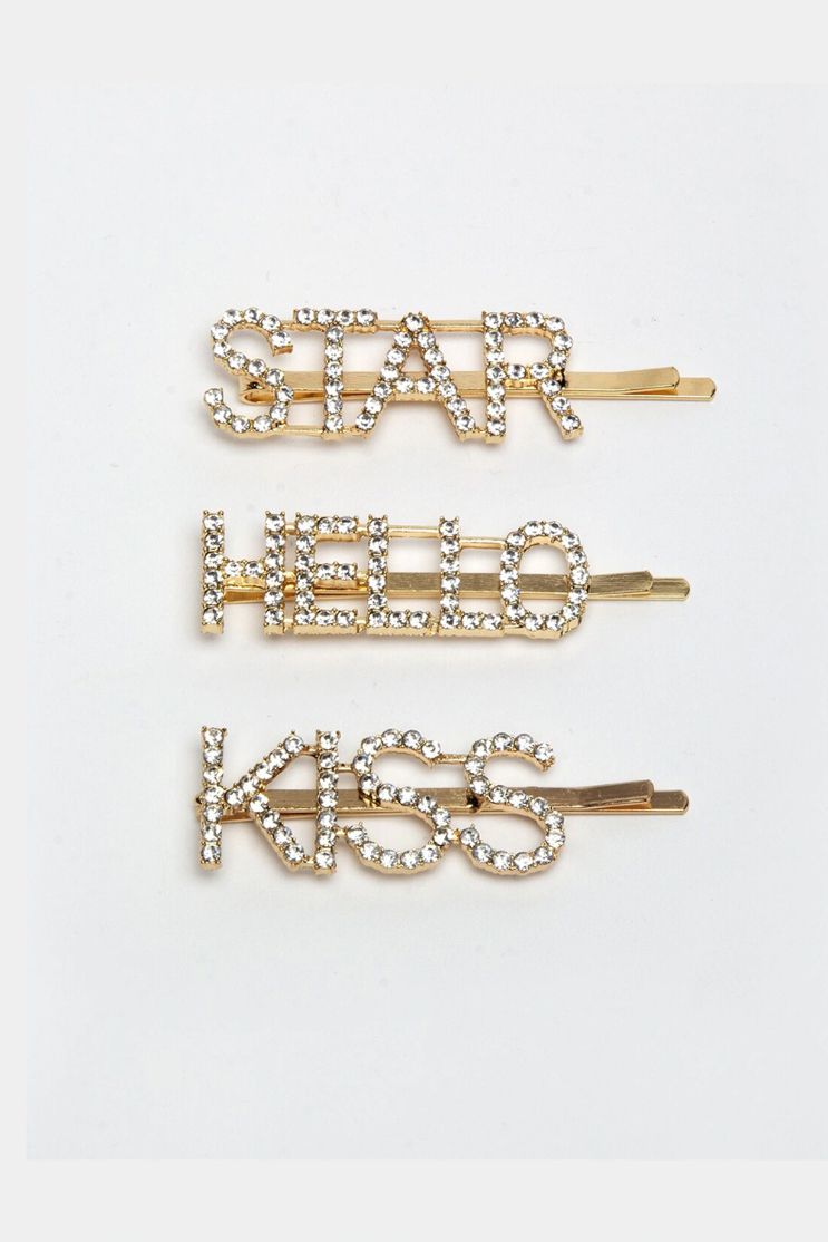 YouBella Women Gold-Toned & White Set of 3 Embellished Bobby Pins