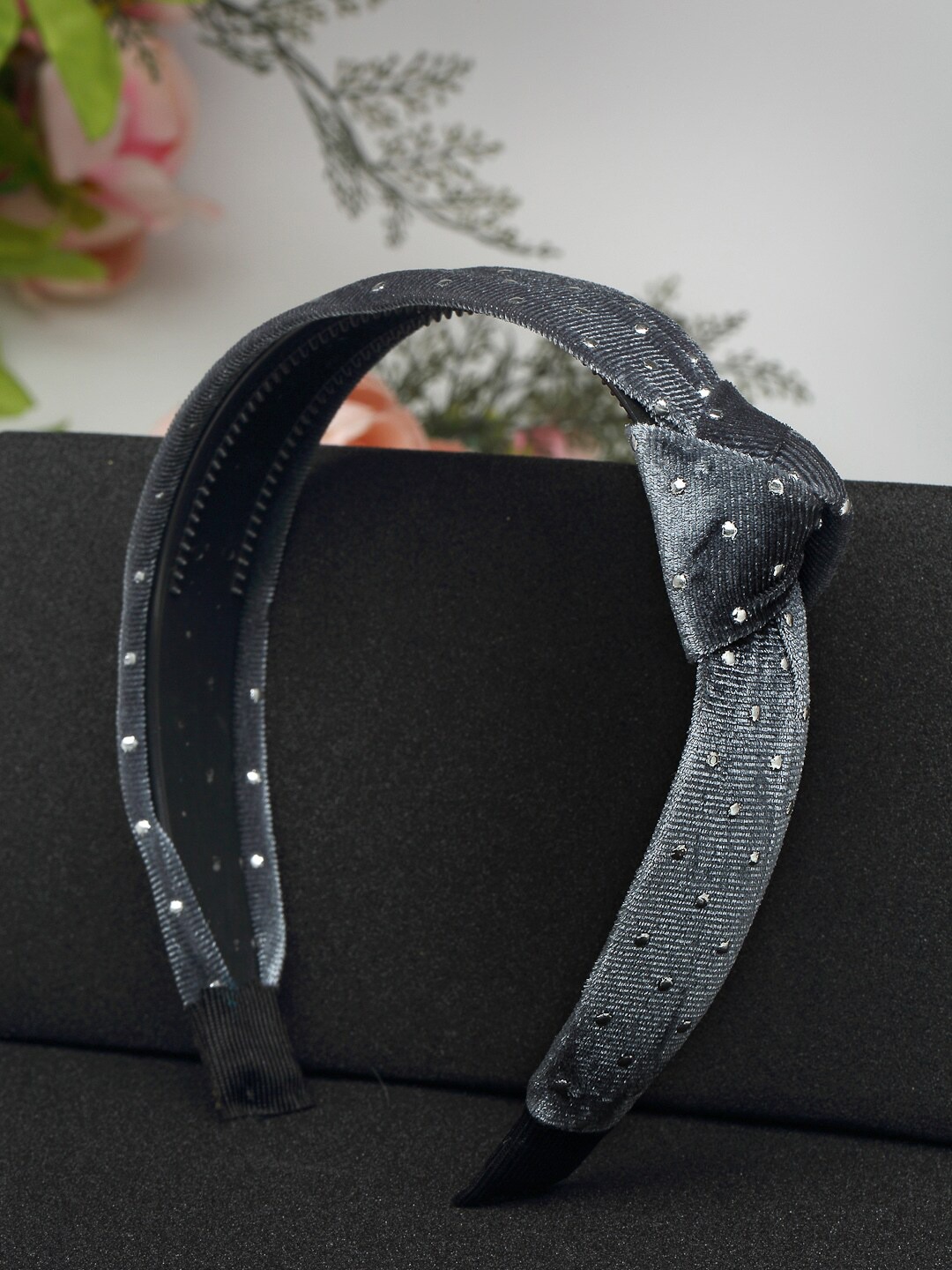YouBella Jewellery Fabric and Plastic Hair Band Head Band for Girls and Women (Grey)