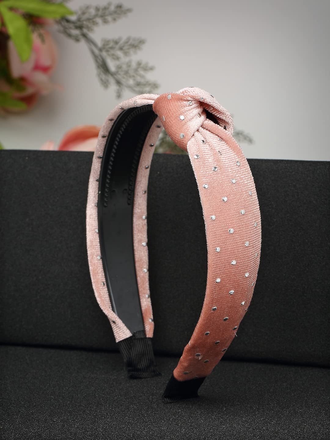 YouBella Jewellery Fabric and Plastic Hair Band Head Band for Girls and Women (Pink)