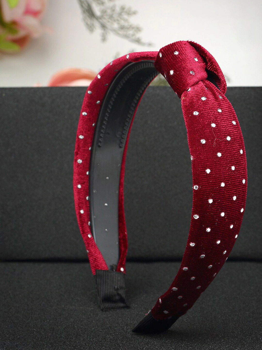 YouBella Jewellery Fabric and Plastic Hair Band Head Band for Girls and Women (Red)