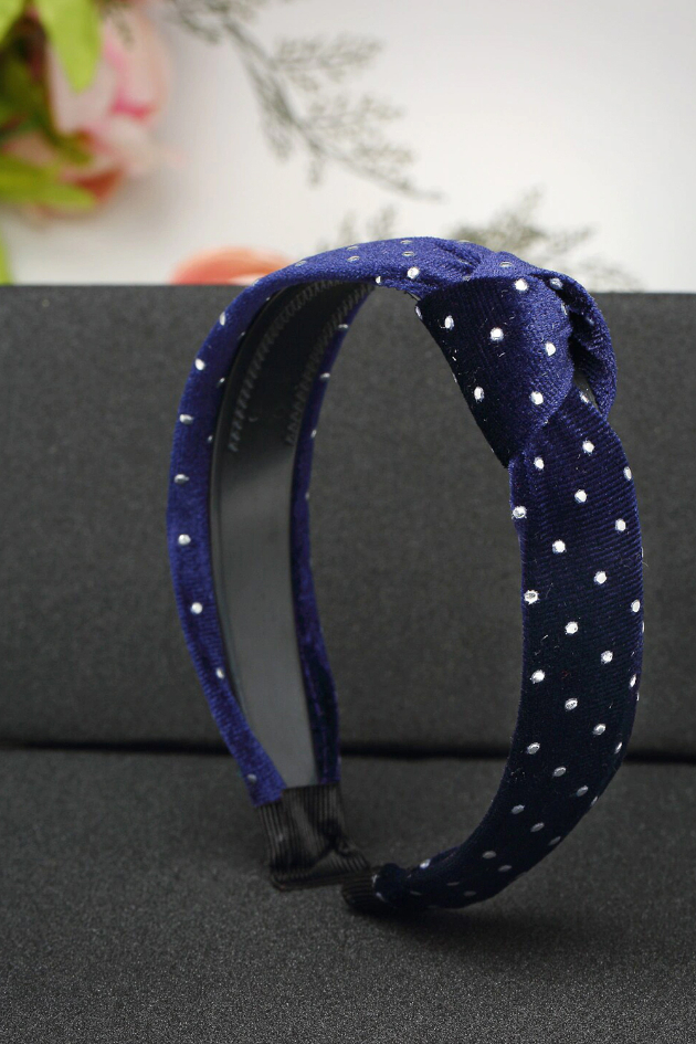 YouBella Navy Blue  White Polka Dot Printed Hairband