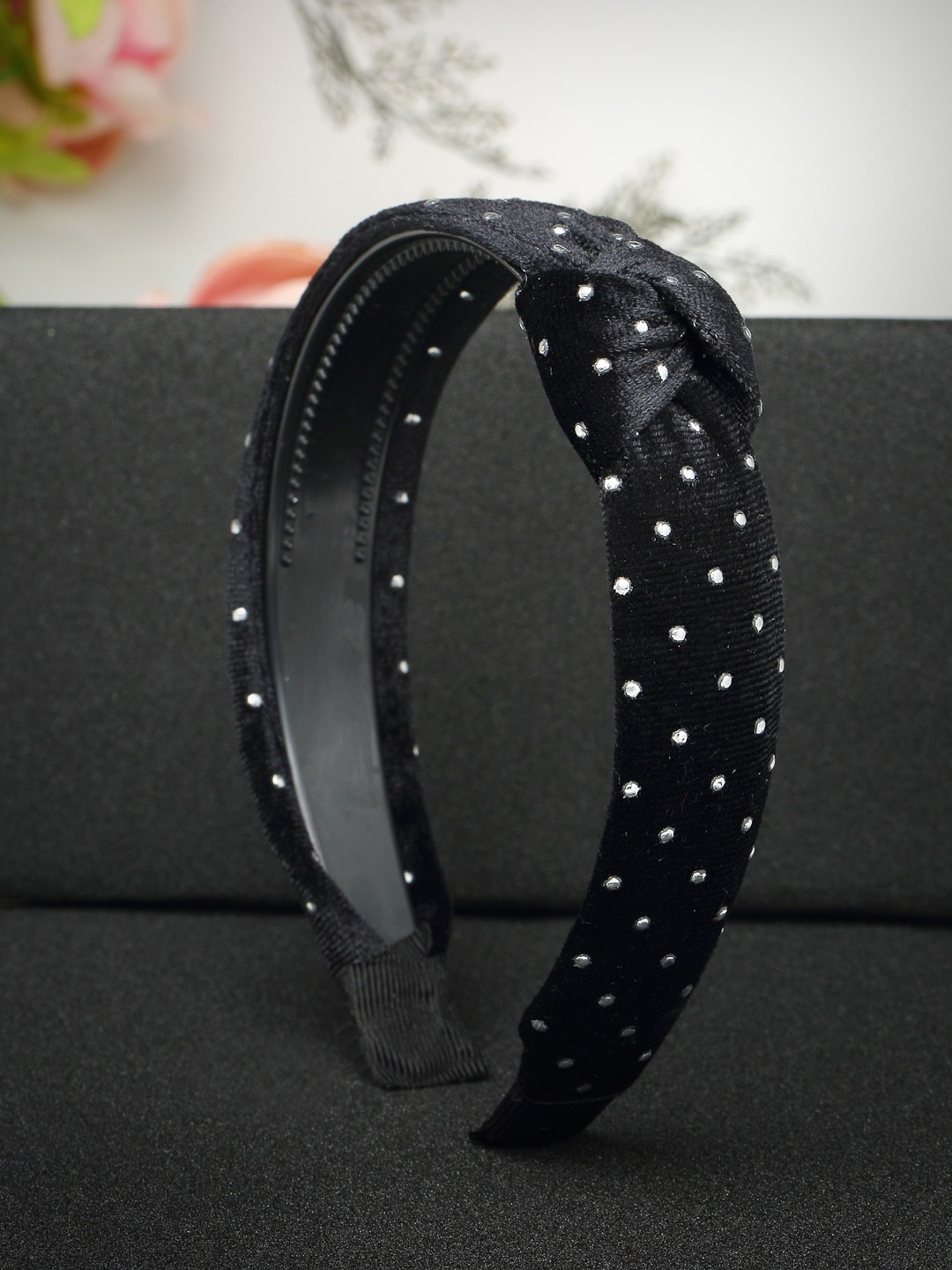 YouBella Jewellery Fabric and Plastic Hair Band Head Band for Girls and Women (Black)