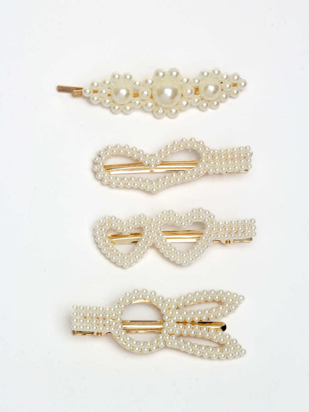 YouBella Jewellery Hair Accessories Stylish Combo of 4 Pearl Hair Pin Hair Clip for Girls and Women (White) (Style 1)