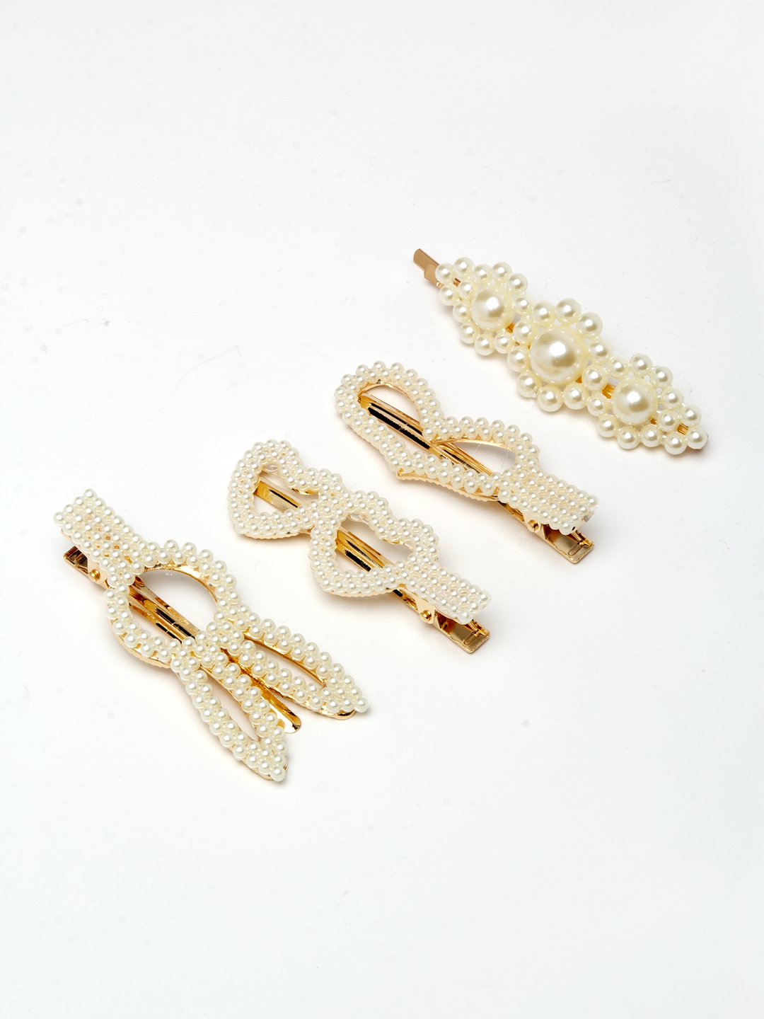 YouBella Jewellery Hair Accessories Stylish Combo of 4 Pearl Hair Pin Hair Clip for Girls and Women (White) (Style 1)