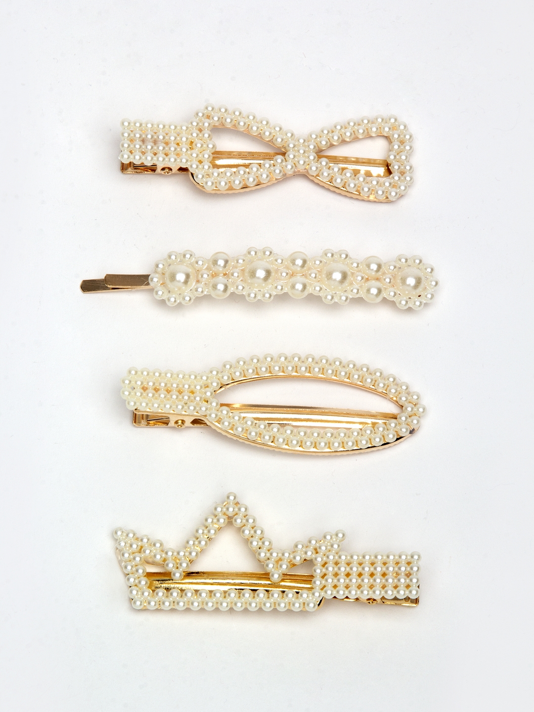 YouBella Jewellery Hair Accessories Stylish Combo of 4 Pearl Hair Pin Hair Clip for Girls and Women (White) (Style 2)