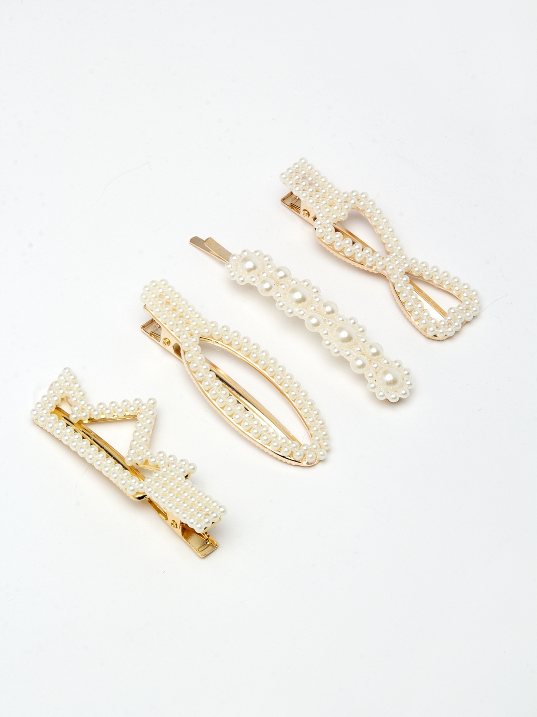YouBella Jewellery Hair Accessories Stylish Combo of 4 Pearl Hair Pin Hair Clip for Girls and Women (White) (Style 2)