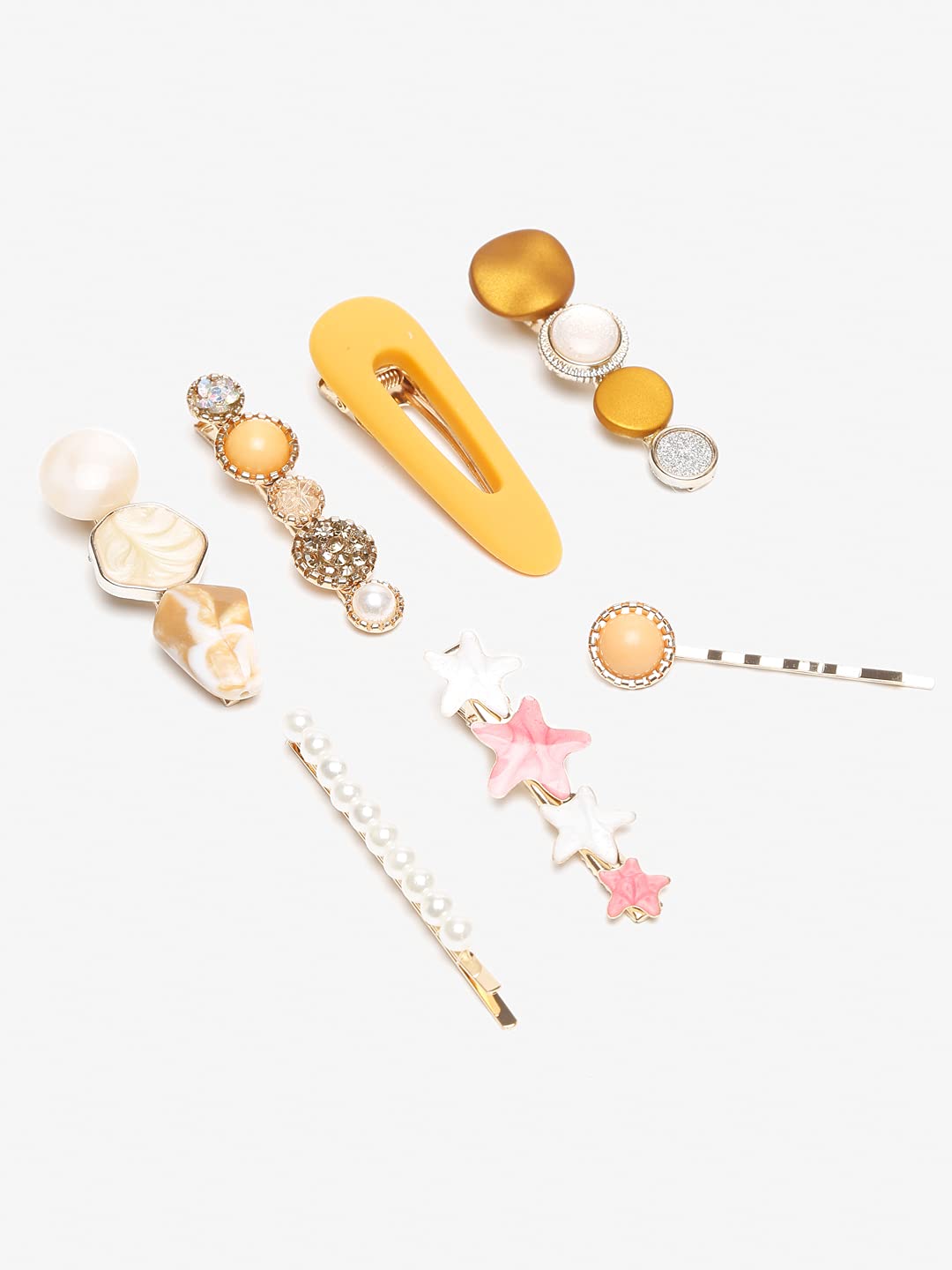 YouBella Jewellery Combo of 7 Hair Pins/Hair Clips for Girls and Women (Multi-Color) (YBHAIR_41607)