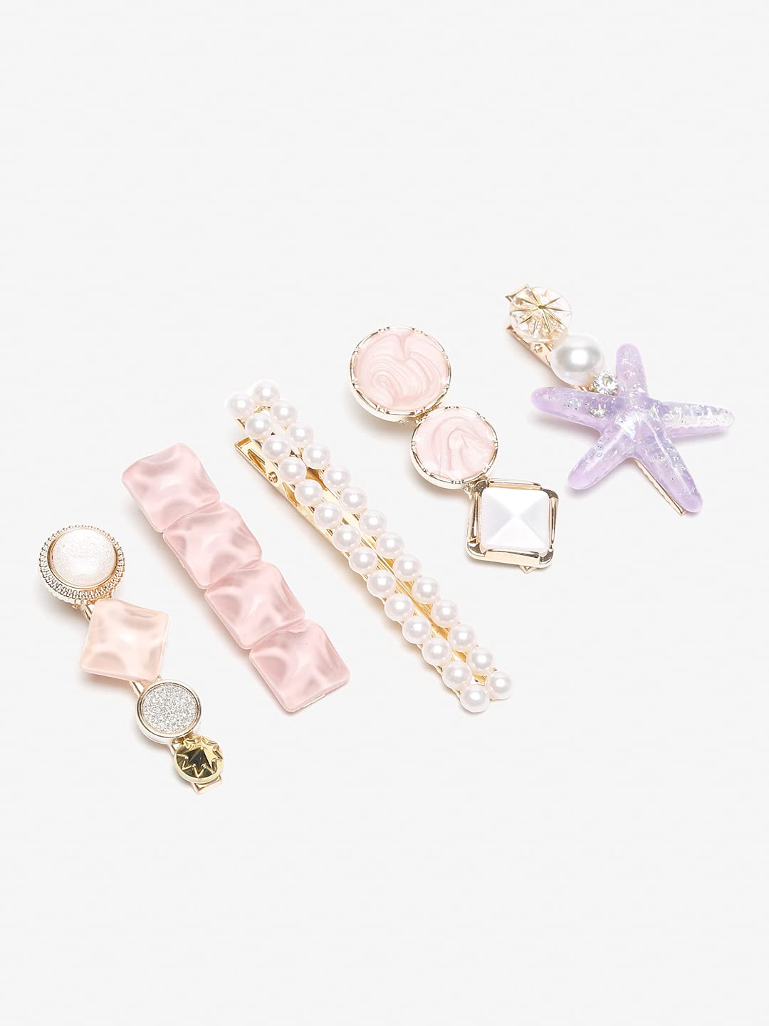 YouBella Jewellery Combo of 5 Hair Pins/Hair Clips for Girls and Women (Multi-Color) (YBHAIR_41608)