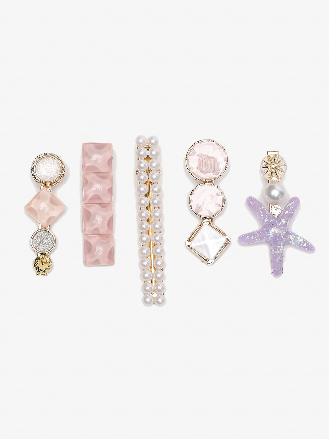YouBella Jewellery Combo of 5 Hair Pins/Hair Clips for Girls and Women (Multi-Color) (YBHAIR_41608)