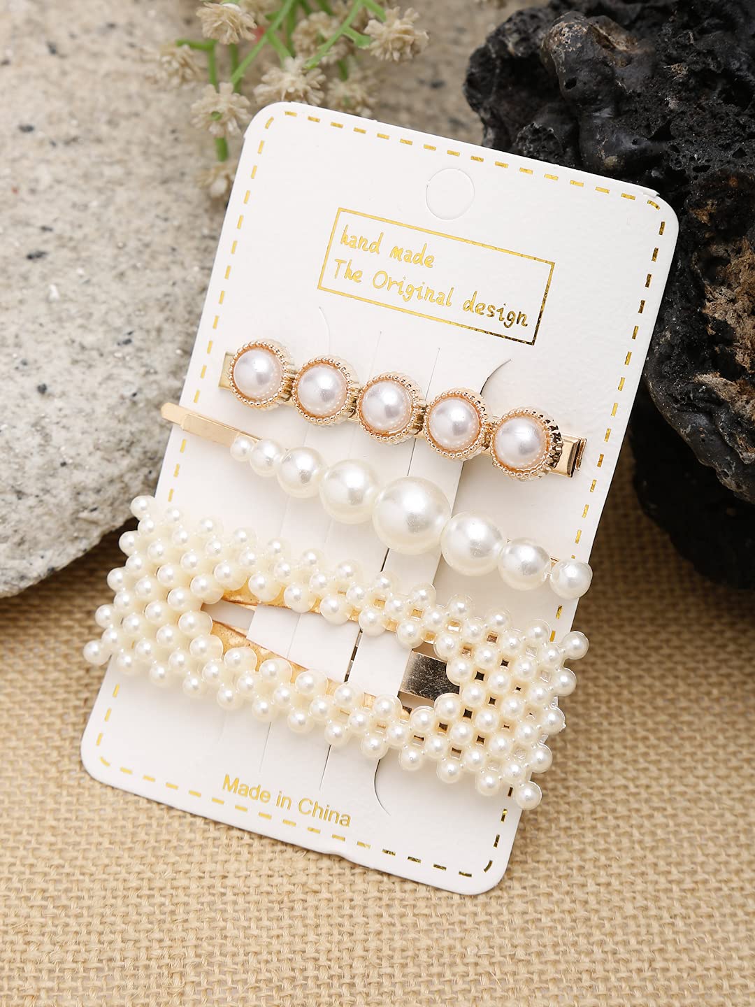 YouBella Jewellery Combo of 3 Hair Pins/Hair Clips for Girls and Women (White) (YBHAIR_41613)