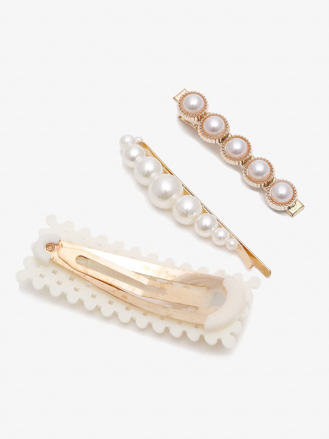 YouBella Jewellery Combo of 3 Hair Pins/Hair Clips for Girls and Women (White) (YBHAIR_41613)
