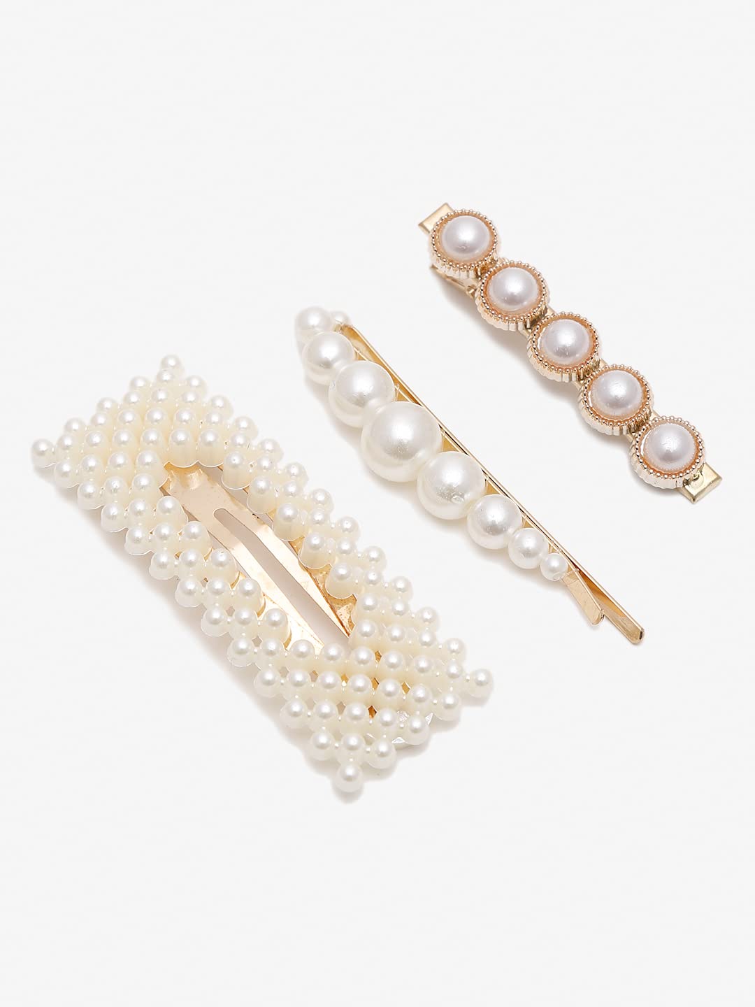 YouBella Jewellery Combo of 3 Hair Pins/Hair Clips for Girls and Women (White) (YBHAIR_41613)