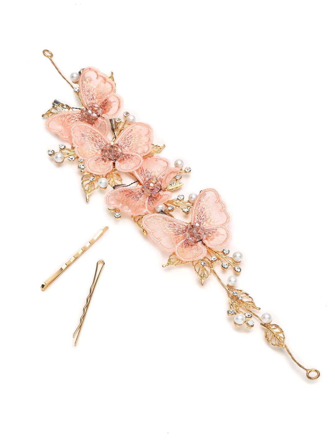 YouBella Jewellery Gold Plated Butterfly Shape Hair Chain for Girls and Women