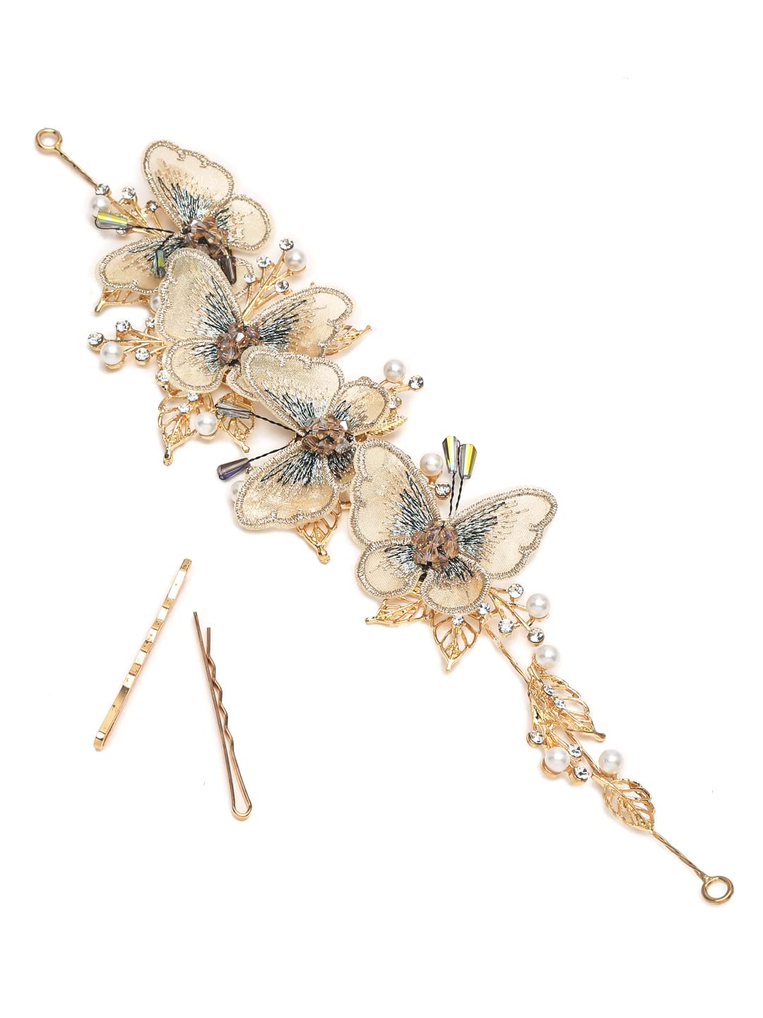 YouBella Jewellery Gold Plated Butterfly Shape Hair Chain for Girls and Women