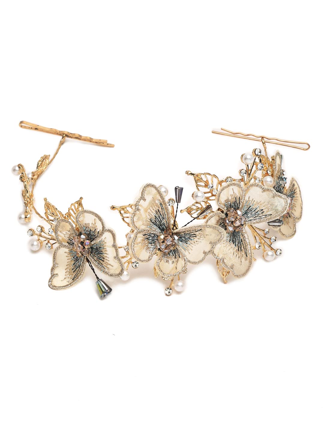 YouBella Jewellery Gold Plated Butterfly Shape Hair Chain for Girls and Women
