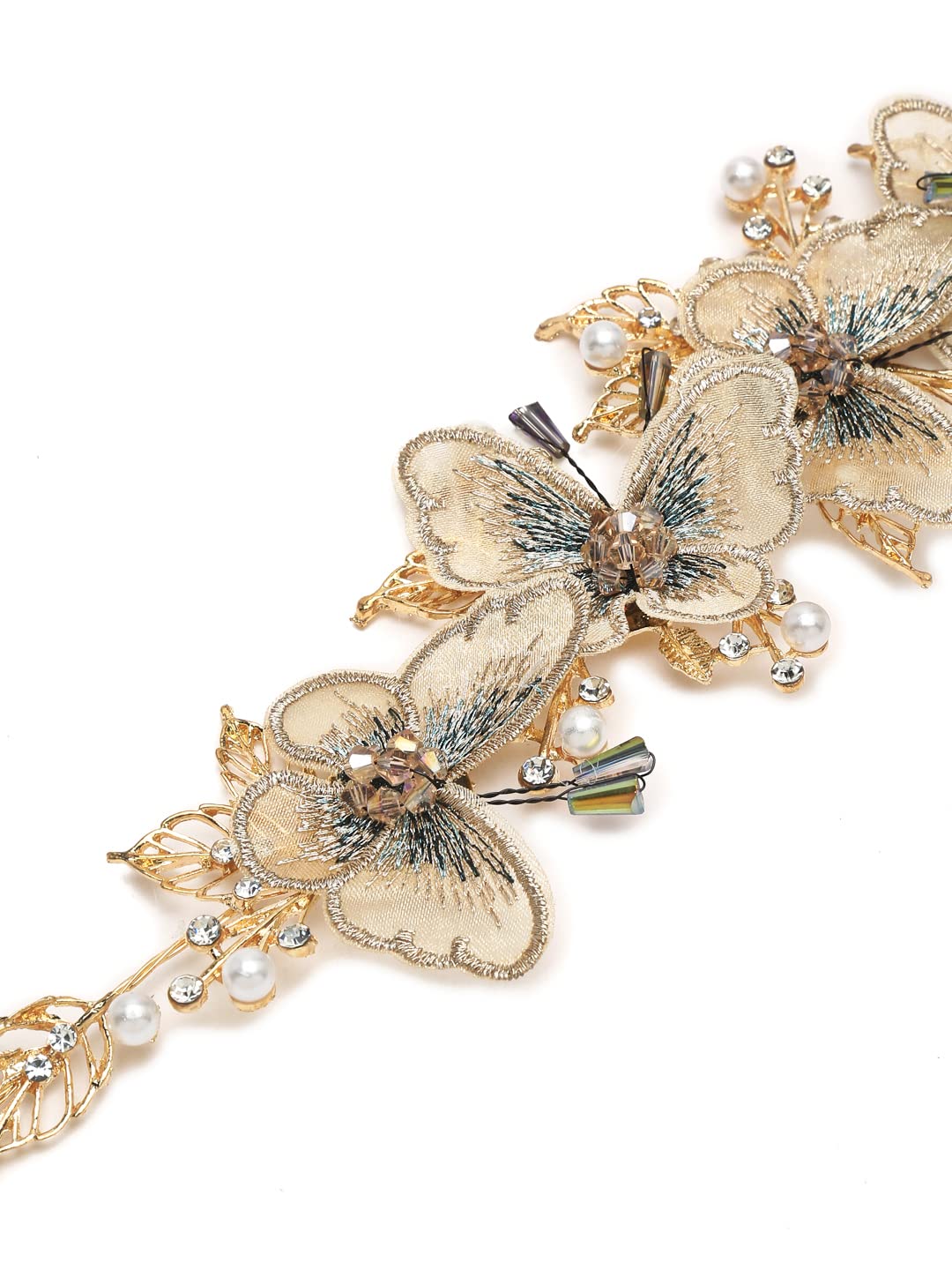 YouBella Jewellery Gold Plated Butterfly Shape Hair Chain for Girls and Women