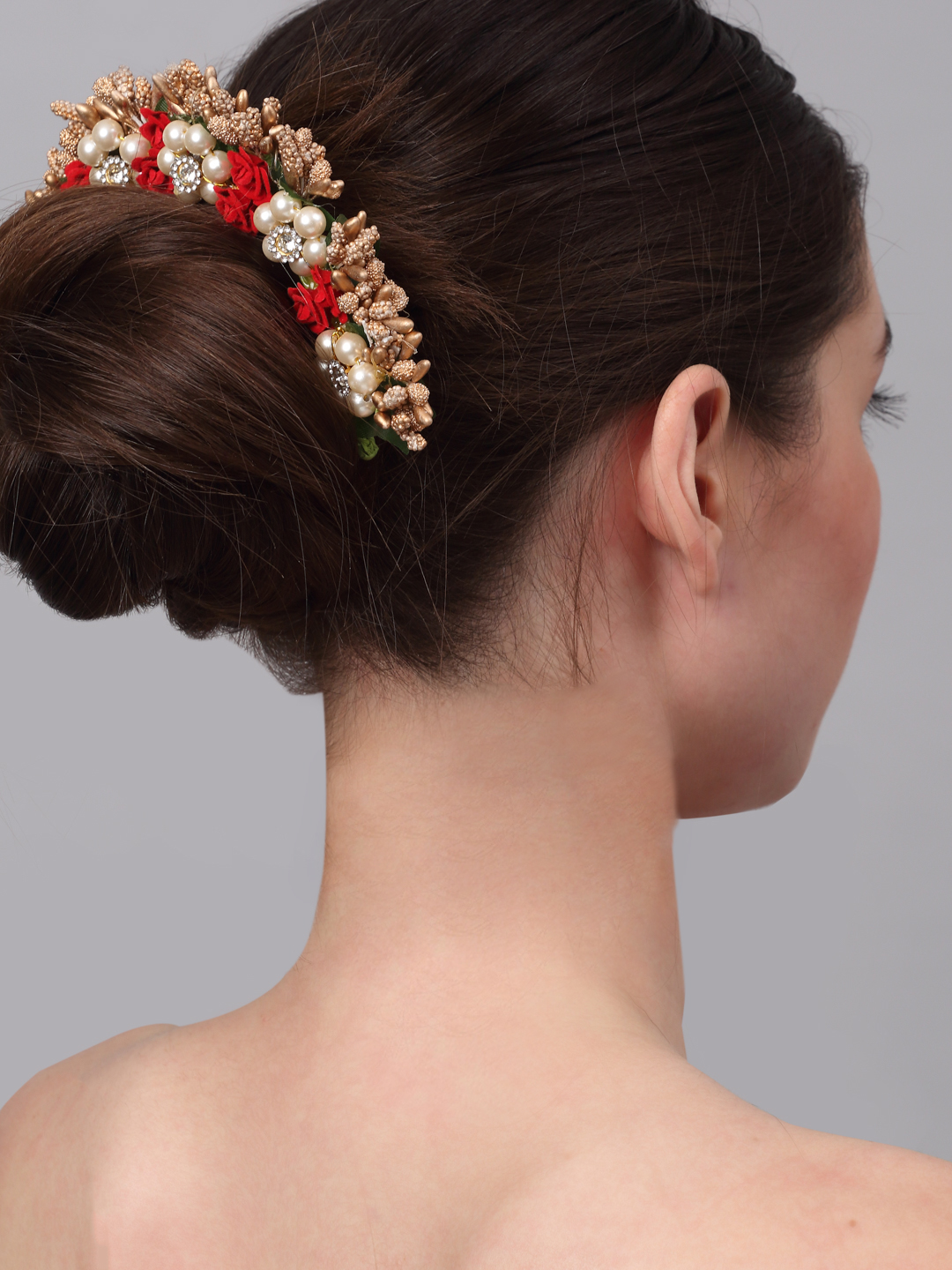 YouBella Women Fashion Stylish and Trendy  Jewellery Handcrafted Beaded Floral Hair Bun for Women and Girls