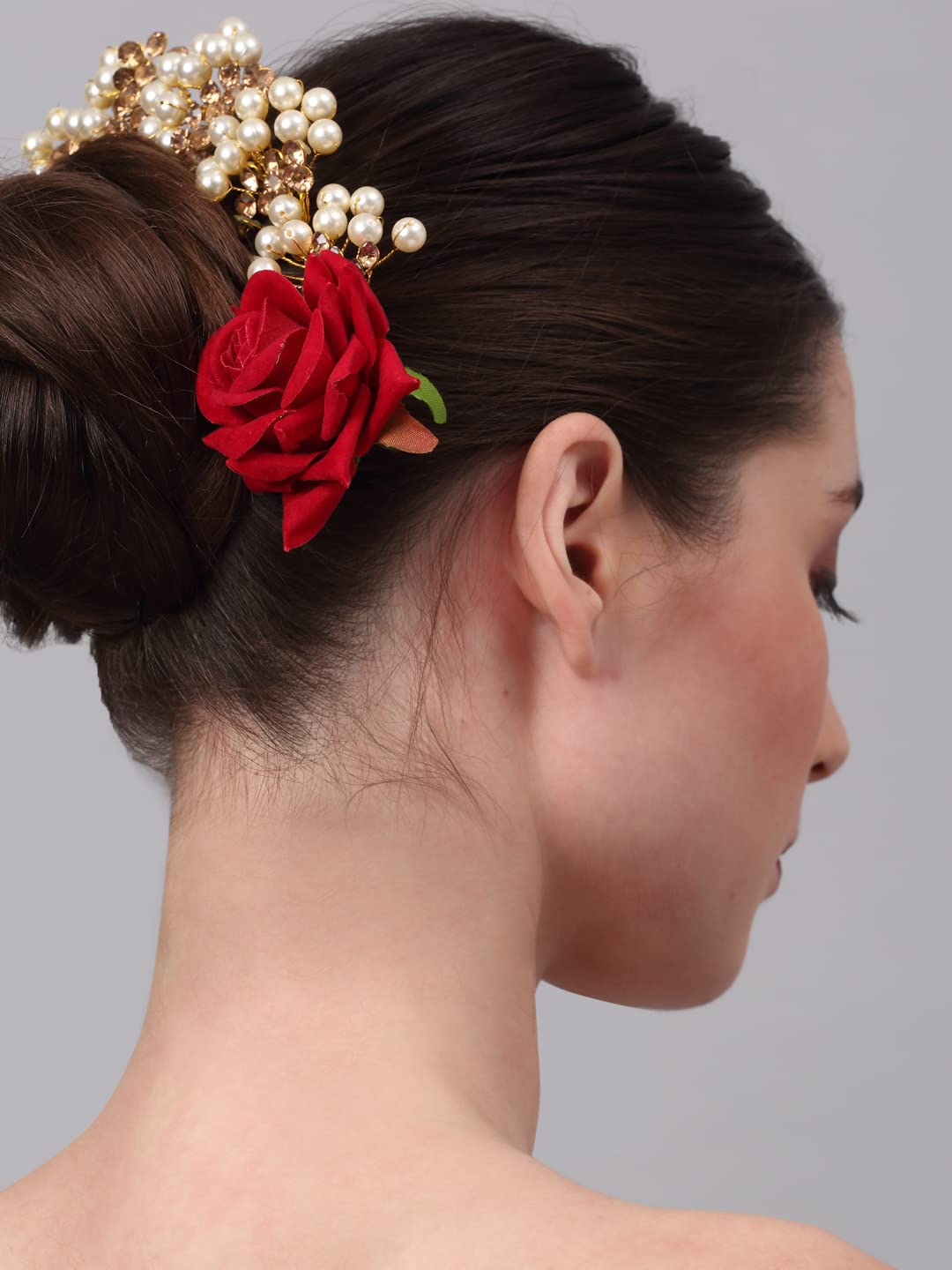 YouBella Women Fashion Stylish and Trendy  Jewellery Beaded Floral Hair Chain for Women and Girls