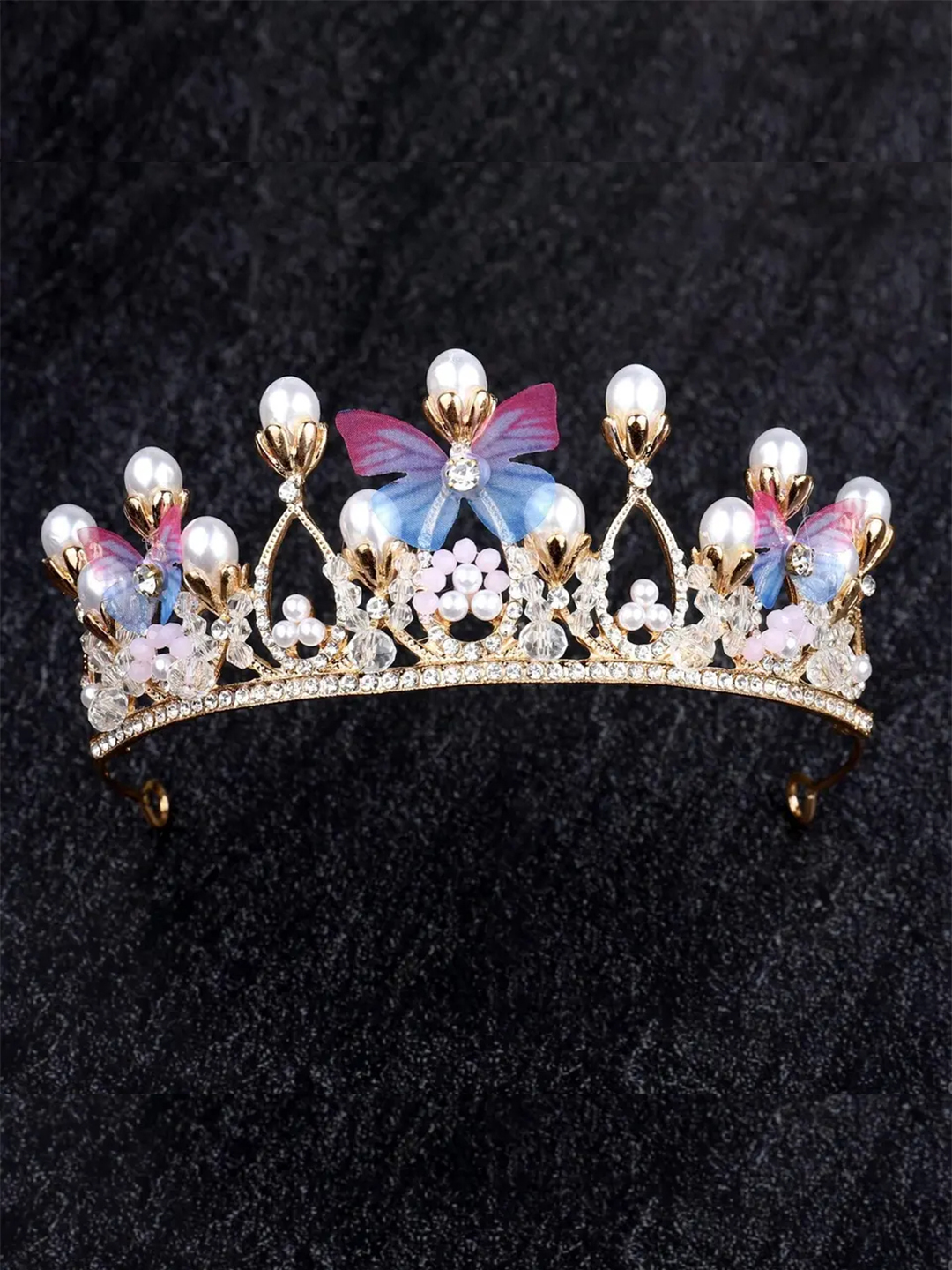 YouBella Jewellery for Women Celebrity Inspired Gold Plated Floral Tiara Hair Band Hair Accessories for Girls and Women (YBHAIR_41696) (Multi-Color)