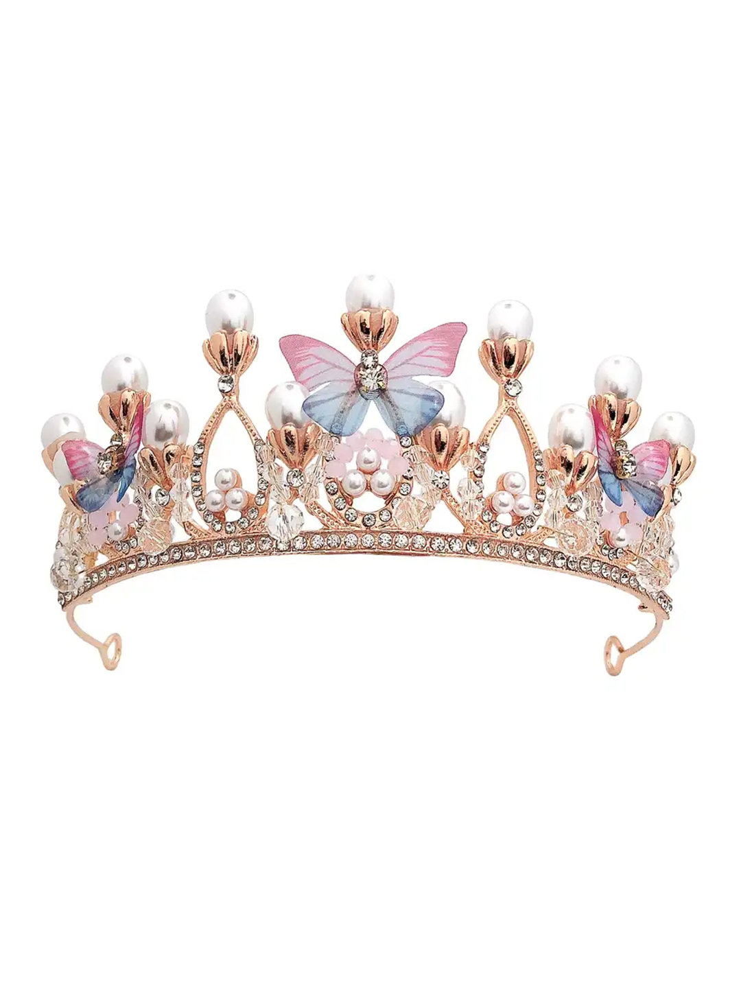 YouBella Jewellery for Women Celebrity Inspired Gold Plated Floral Tiara Hair Band Hair Accessories for Girls and Women (YBHAIR_41696) (Multi-Color)