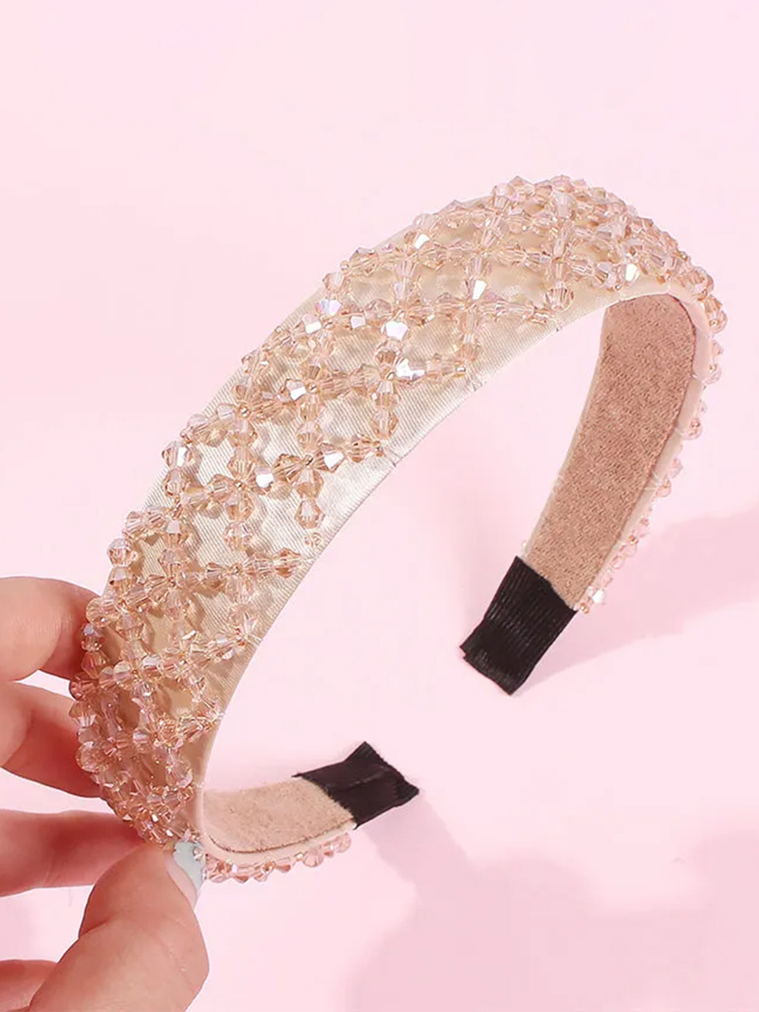 YouBella Hair Jewellery for women Crystal Studded Hair Band Hair Jewellery for Girls (Brown)