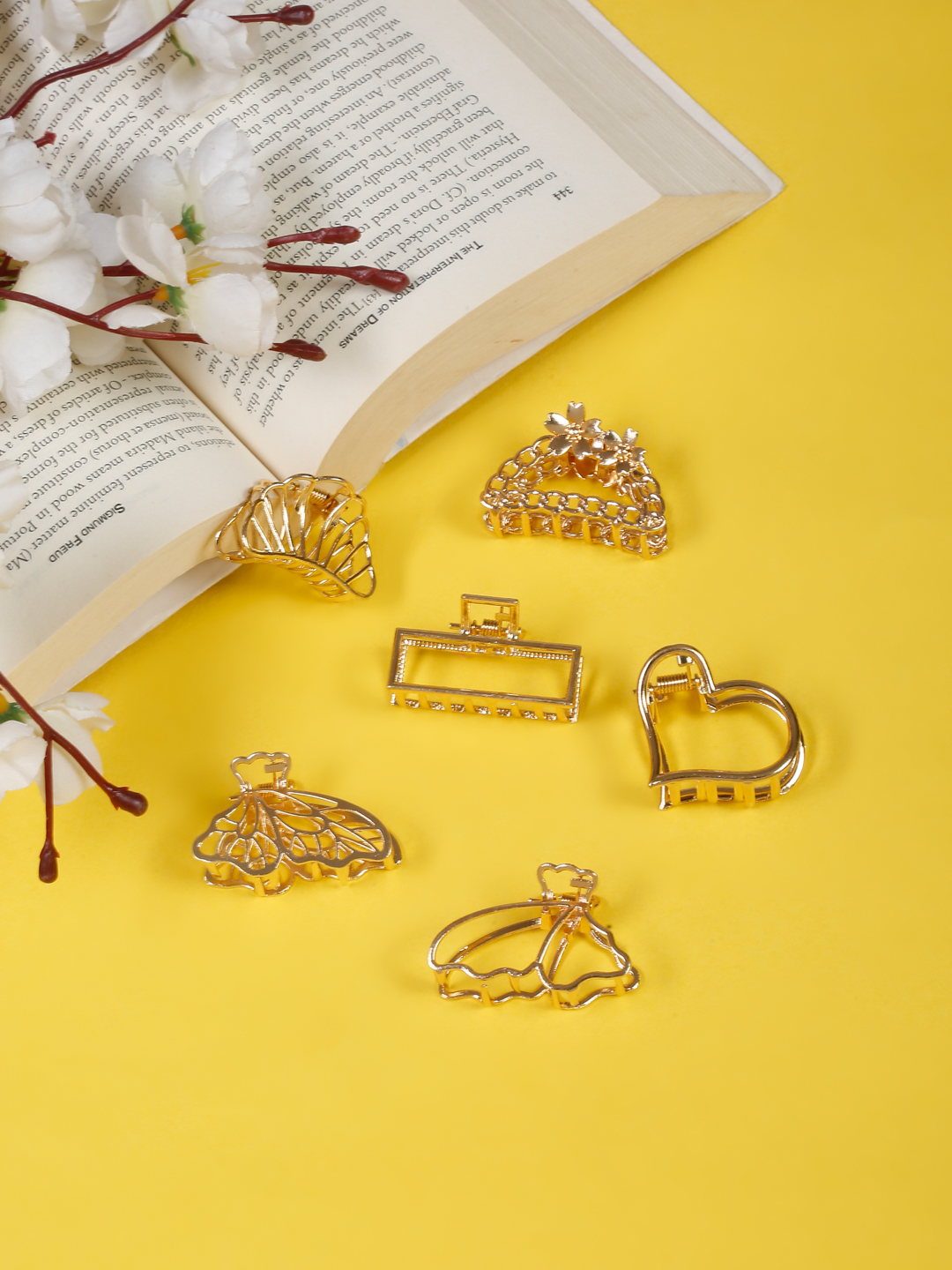 YouBella Jewellery for Women Stylish Combo of 6 Gold Plated Hair Accessories Hair Clutchers for Women and Girls���