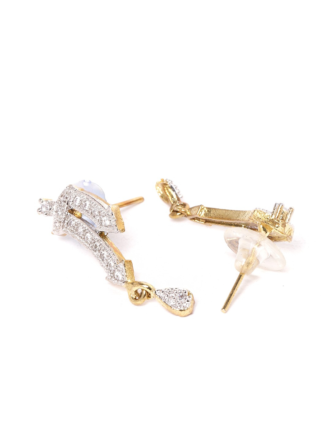 YouBella Black Gold-Plated Stone-Studded  Beaded Mangalsutra with Earrings