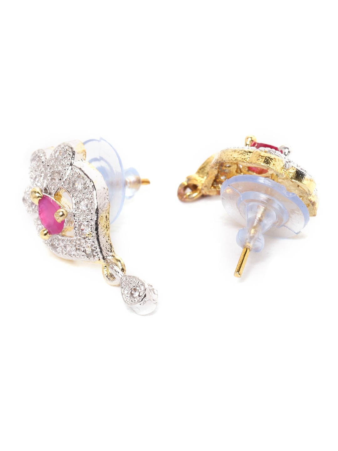 YouBella Black Pink Gold-Plated Beaded  Stone-Studded Mangalsutra  Earrings Set