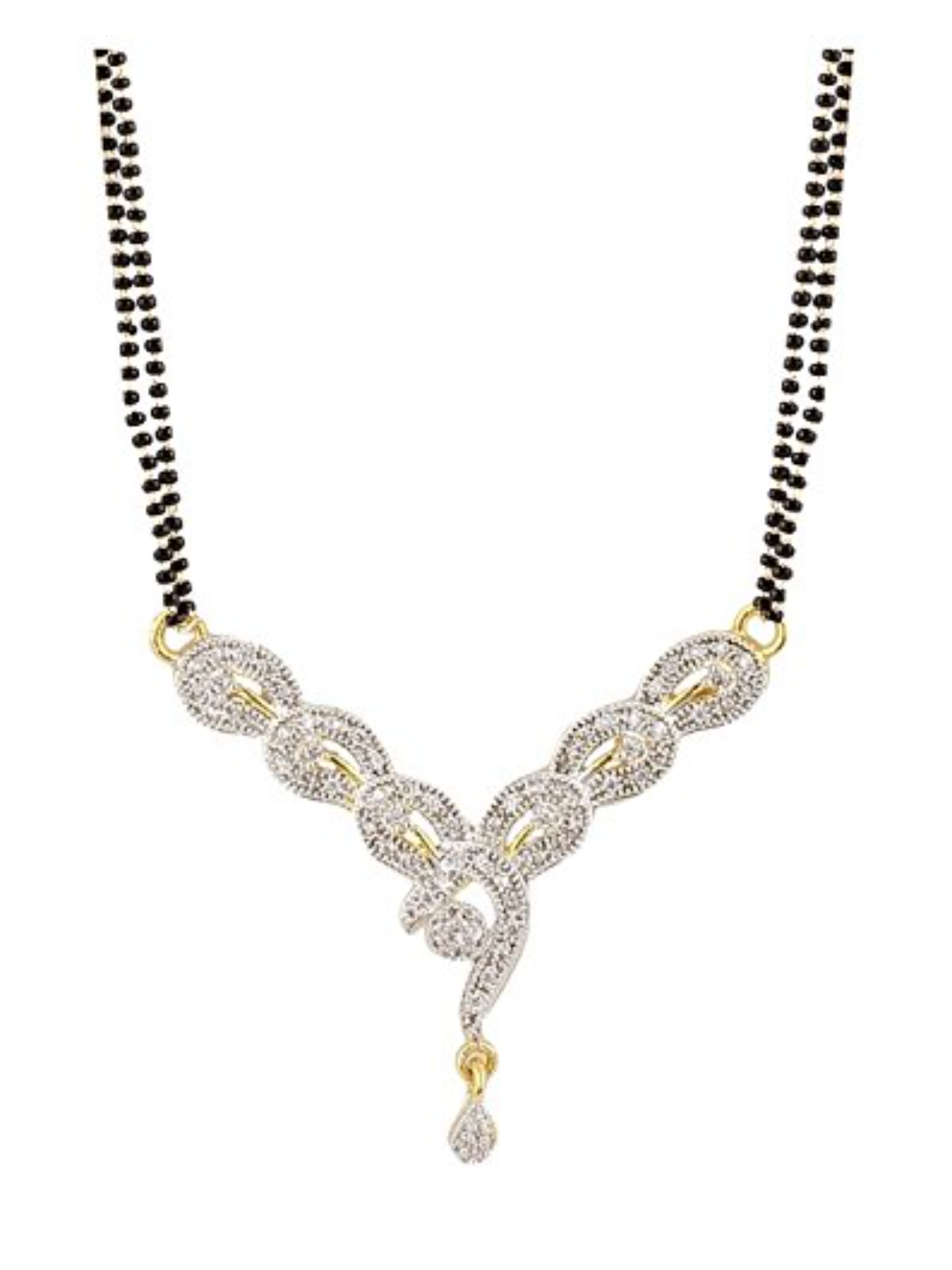 YouBella Women's Pride American Diamond Gold Plated Mangalsutra Pendant with Chain and Earrings for Women