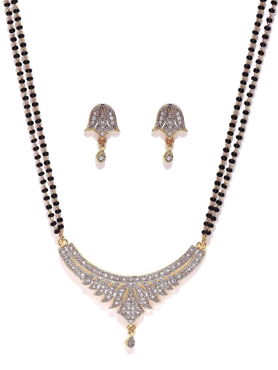 YouBella Latest Traditional Jewellery Gold Plated Mangalsutra for Women (Silver)(YBMS_10007)