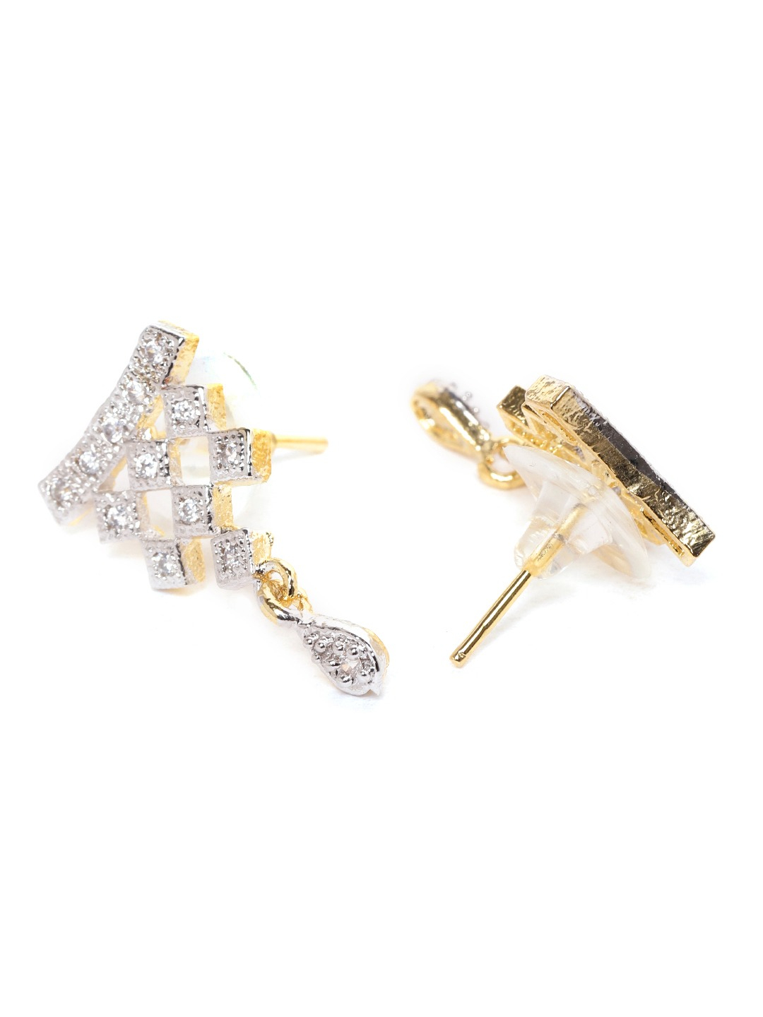 YouBella Black Gold-Plated Stone-Studded  Beaded Dual-Stranded Mangalsutra with Earrings