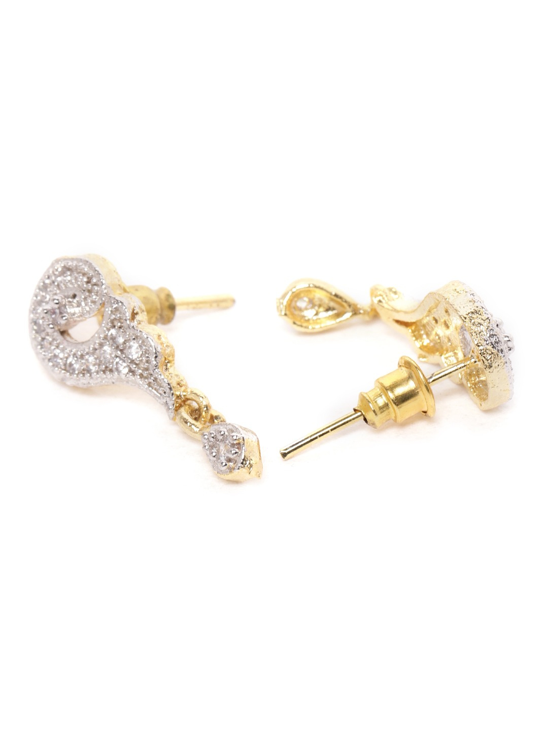 YouBella Black Gold-Plated Stone-Studded  Beaded Dual-Stranded Mangalsutra with Earrings