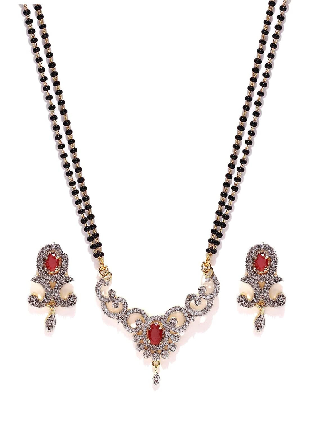 YouBella Latest Traditional Jewellery Gold Plated Mangalsutra for Women (Red)(YBMS_10080A)