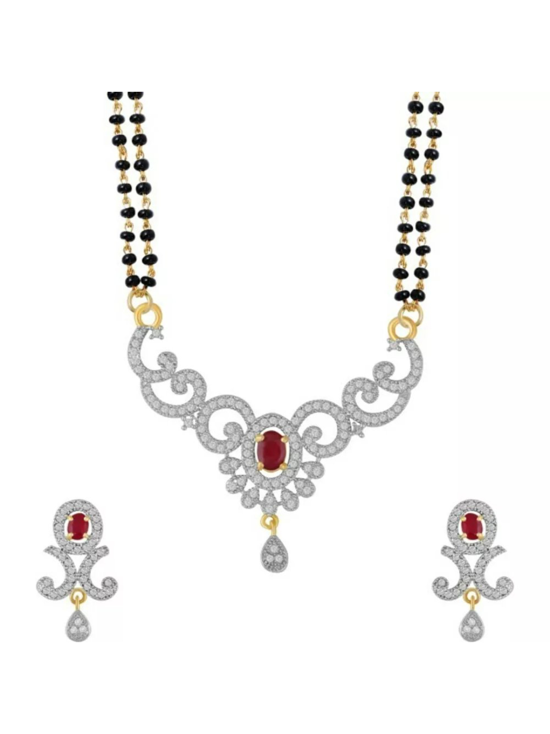 YouBella Latest Traditional Jewellery Gold Plated Mangalsutra for Women (Red)(YBMS_10080A)