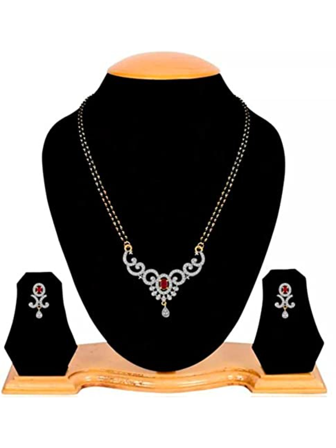YouBella Latest Traditional Jewellery Gold Plated Mangalsutra for Women (Red)(YBMS_10080A)