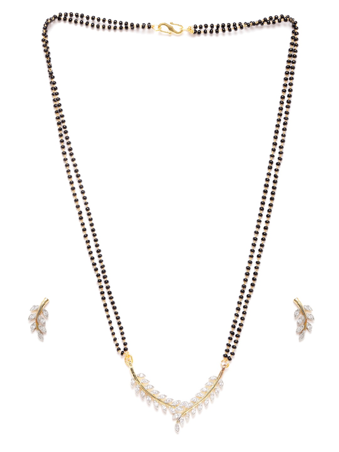 YouBella American Diamond Gold Plated Mangalsutra Pendant with Chain and Earrings for Women