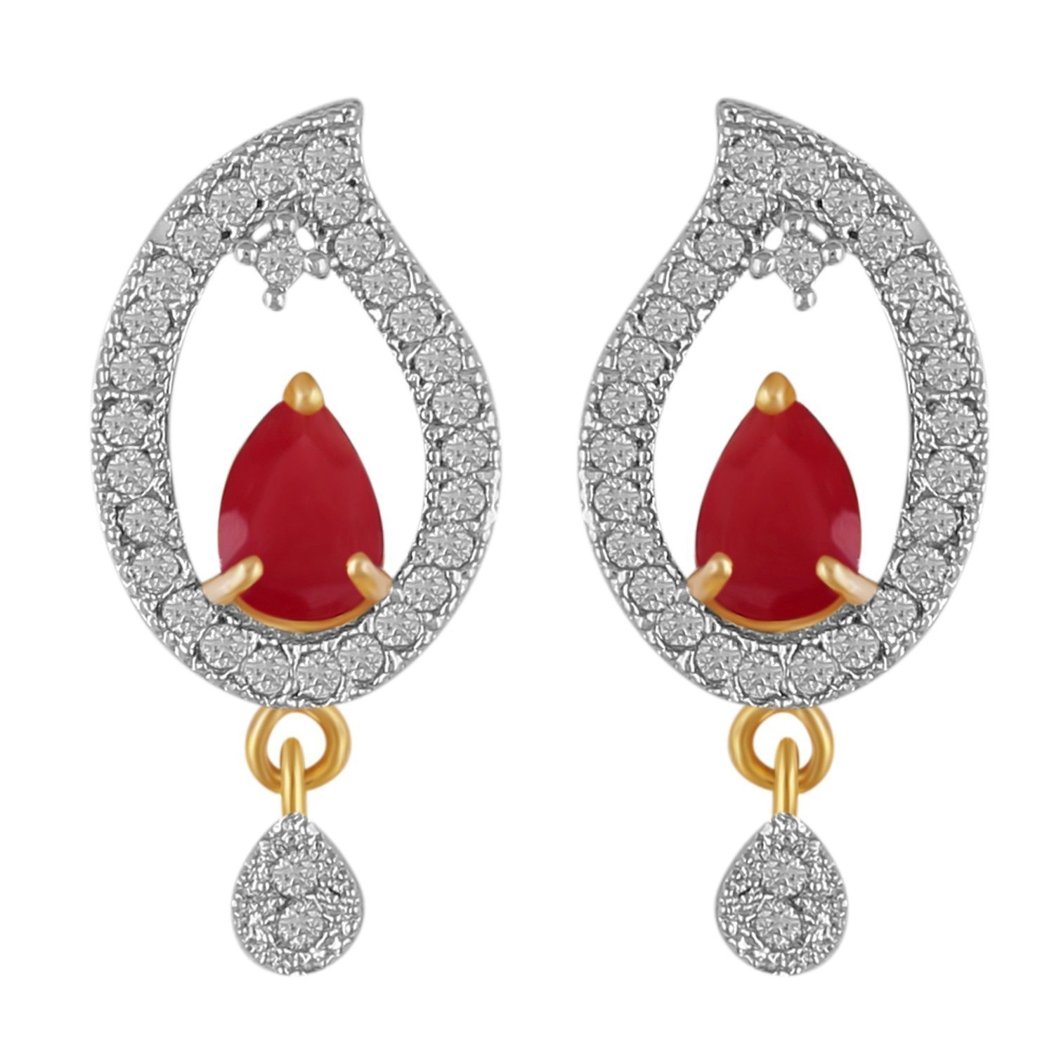 YouBella American Diamond Gold Plated Mangalsutra Pendant with Chain and Earrings for Women