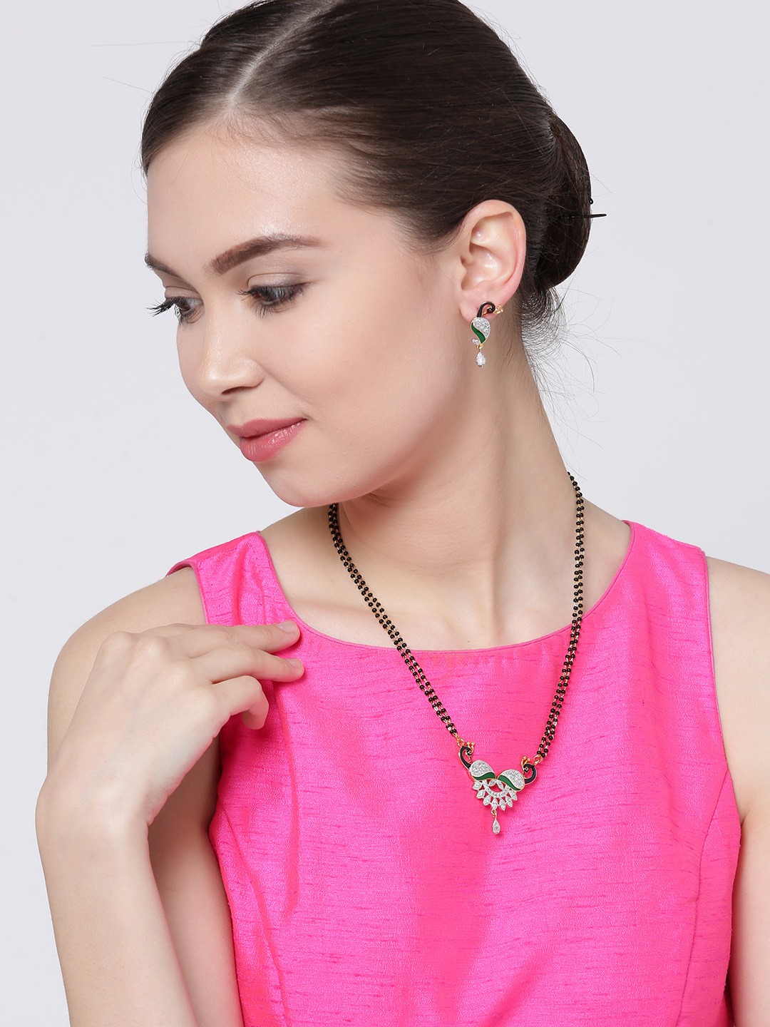 YouBella Gold Plated Mangalsutra with Chain and Earrings for Women