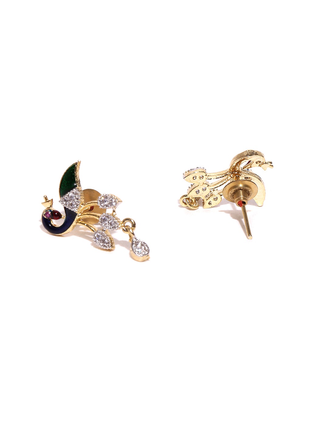 YouBella Peacock Style American Diamond Gold Plated Mangalsutra Pendant with Chain and Earrings for Women