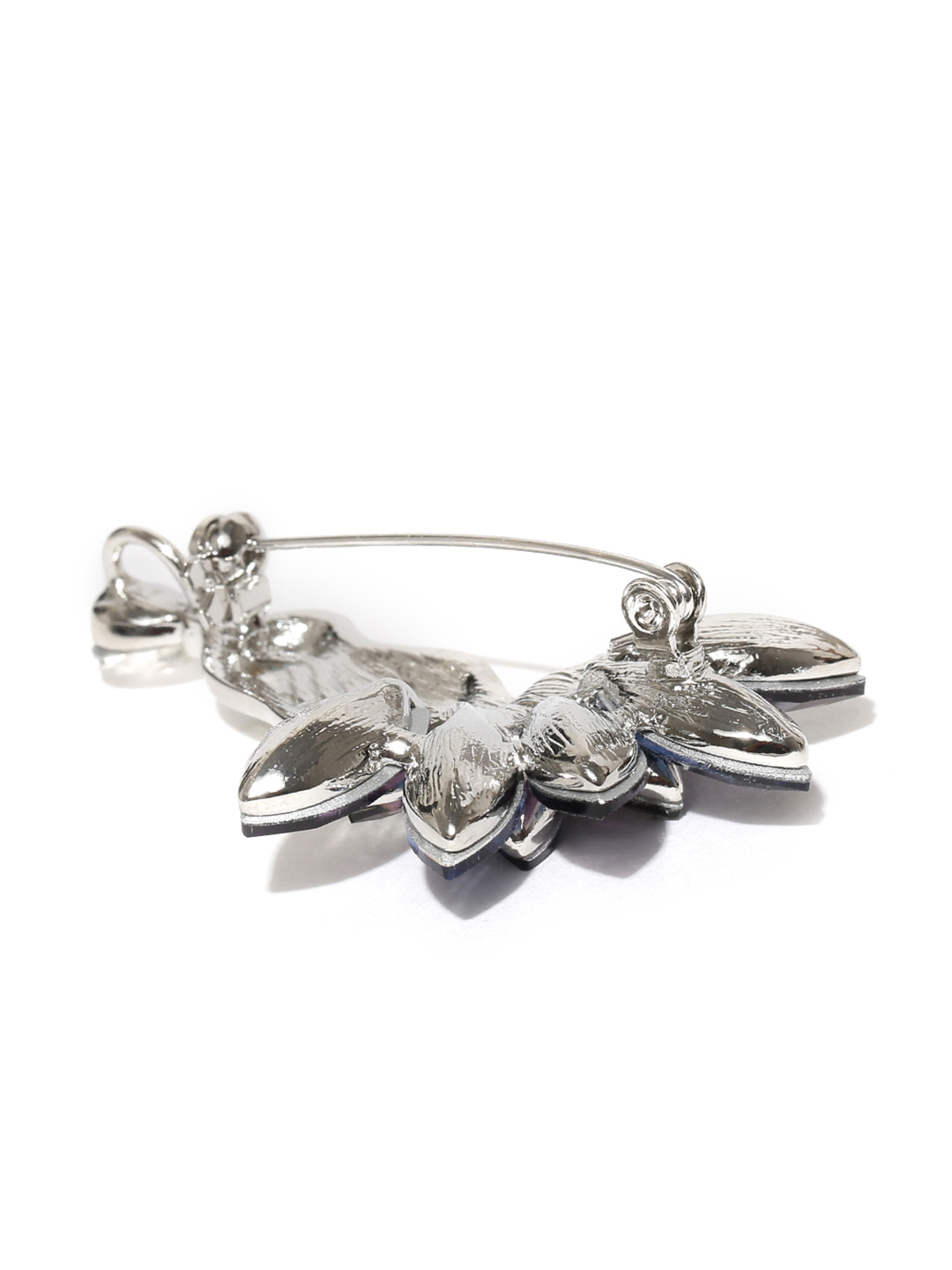 YouBella Unisex Blue  Silver-Toned Stone-Studded Brooch