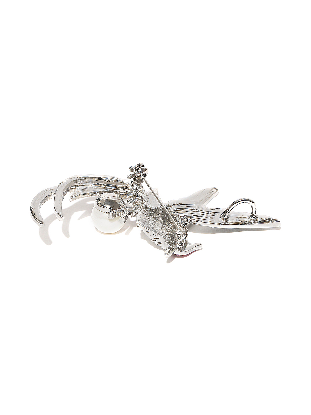 YouBella Unisex Blue  Silver-Toned Stone-Studded Phoenix-Shaped Brooch