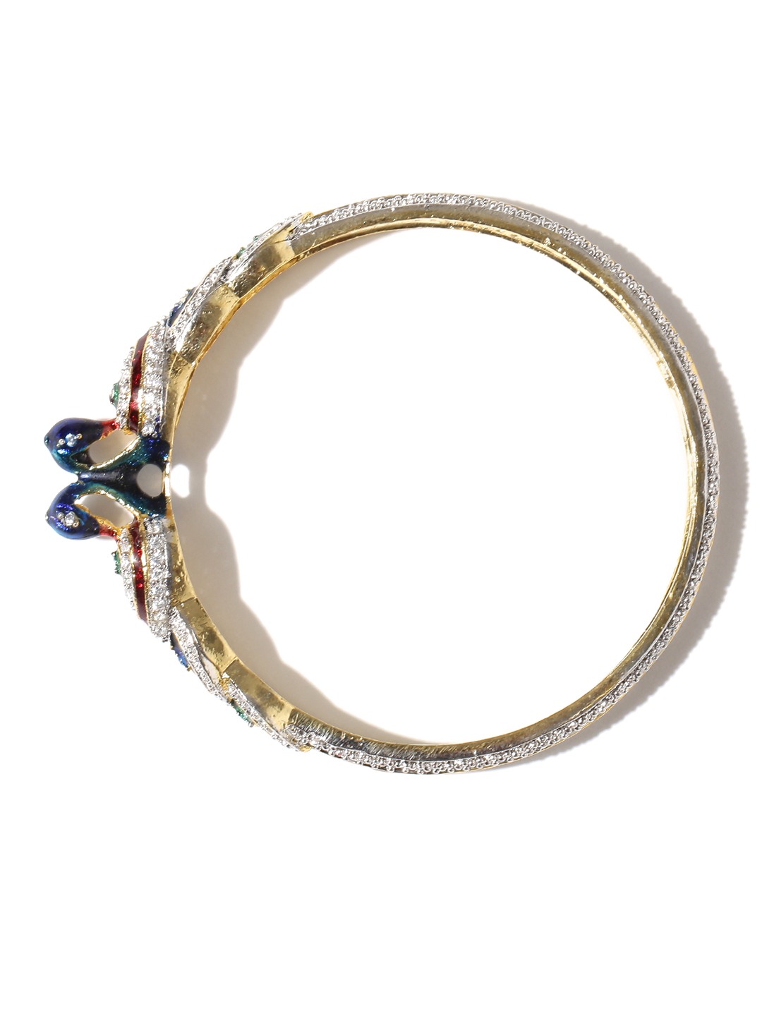 YouBella Set of 2 Gold-Plated Peacock-Shaped American Diamond Studded Bangles