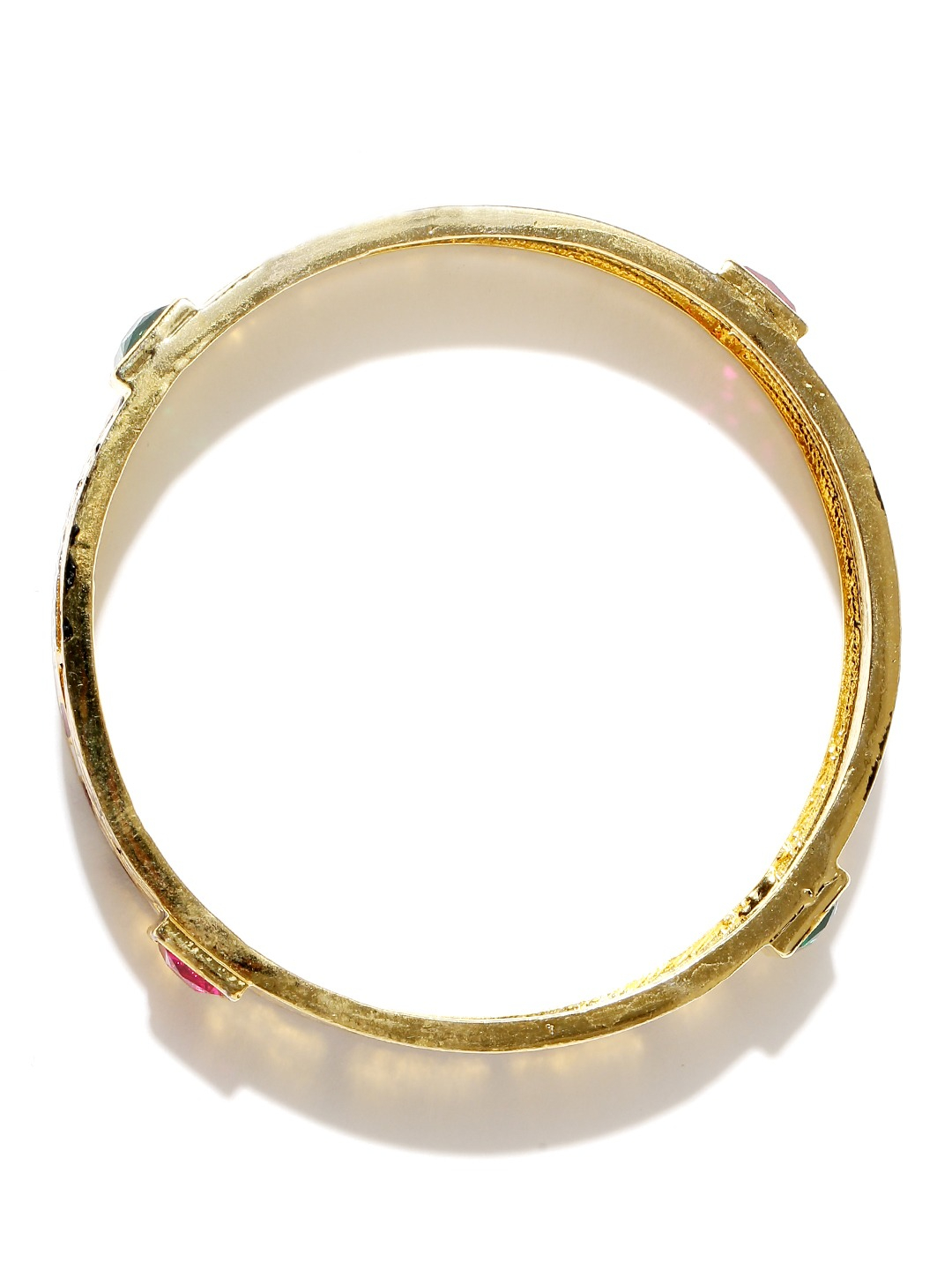 YouBella Set of 2 Green  Pink Gold-Plated Stone-Studded Bangles