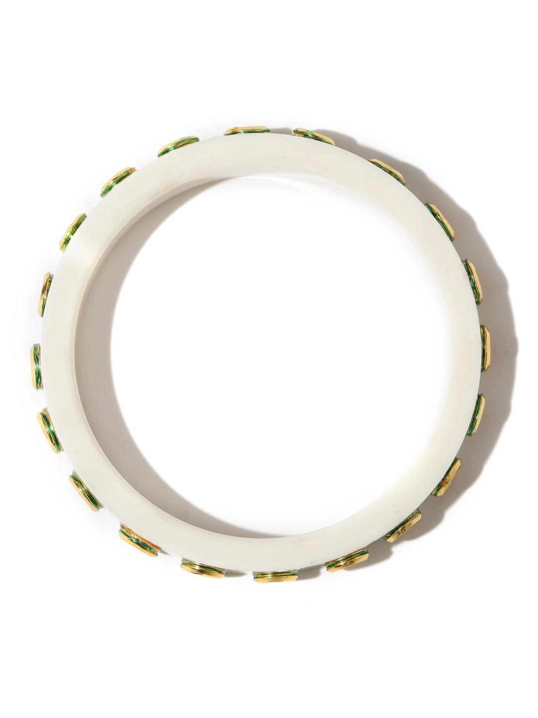 YouBella Set of 2 Off-White Gold-Plated Kundan Stone-Studded Bangles