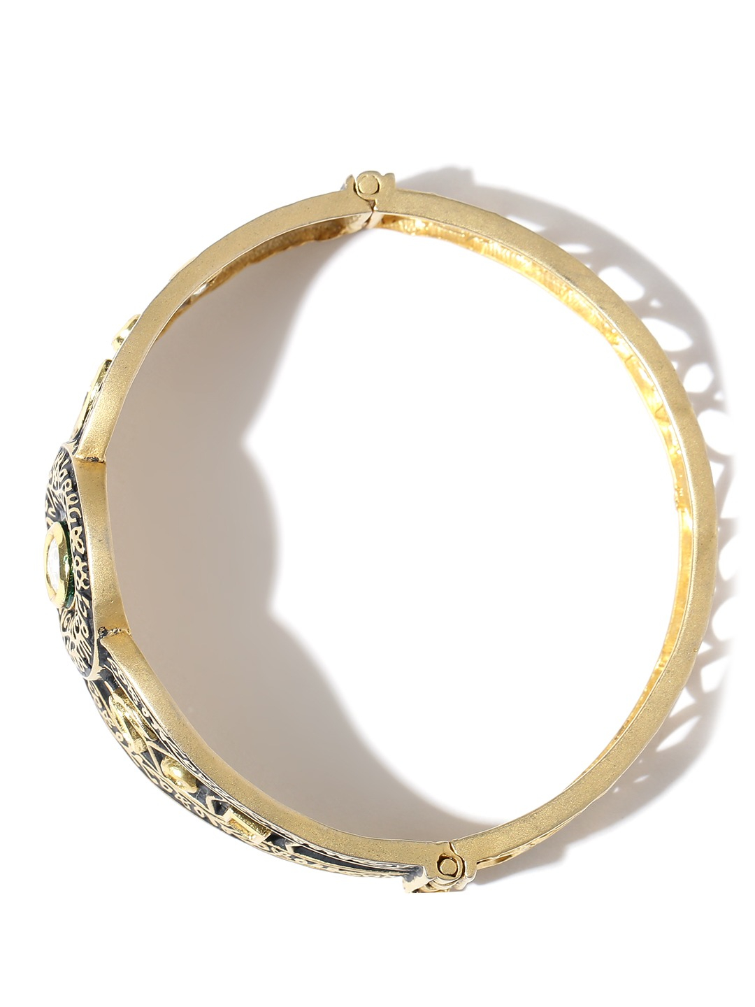 YouBella Set of 2 Black Gold-Plated Kundan Stone-Studded Bangles