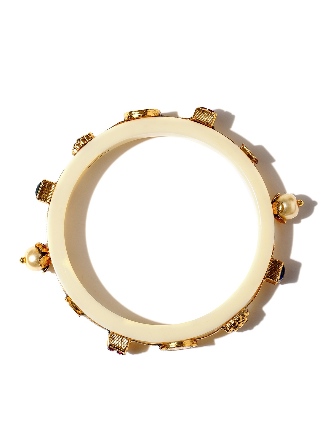 YouBella Set of 2 Off-White Gold-Plated Stone-Studded Bangles