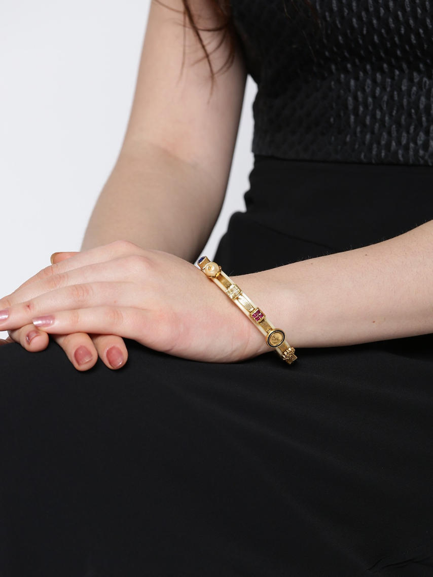 YouBella Set of 2 Off-White Gold-Plated Stone-Studded Bangles